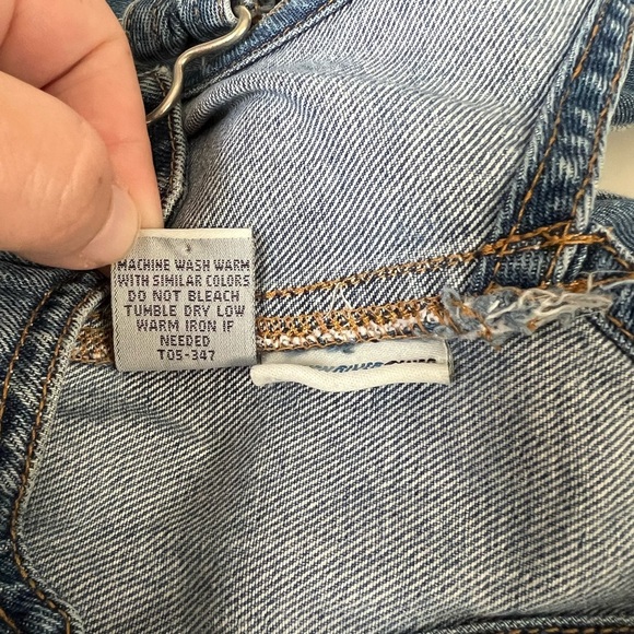 Canyon River Blues Blue Denim Floral Embroidered Overalls Y2K Back Tie 18M - Picture 6 of 8